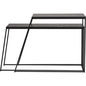 Mashiko S/2 Black Ash Veneer and Black Metal Console Tables