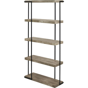 Jersey Concrete Effect Wood Veneer and Black Metal 4 Shelf Unit