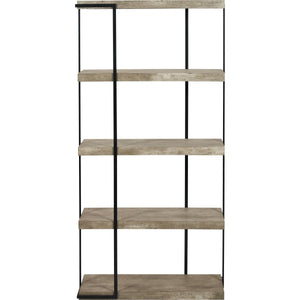 Jersey Concrete Effect Wood Veneer and Black Metal 4 Shelf Unit