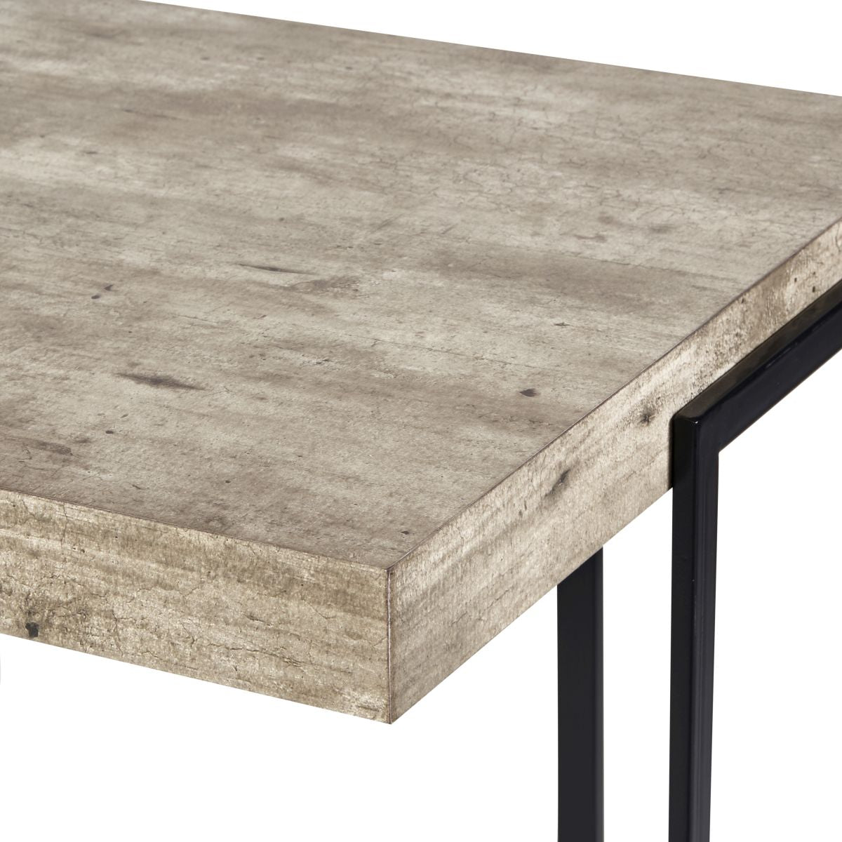 Jersey Concrete Effect Wood Veneer and Black Metal Desk