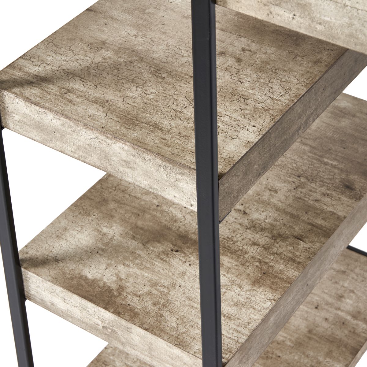 Jersey Concrete Effect Wood Veneer and Black Metal Desk