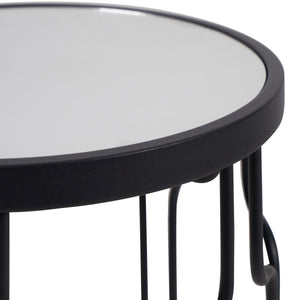 Caprisse S/2 Mirrored Glass and Graphite Metal Side Tables