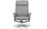 ARIA RECLINER & STOOL WITH CHROME BASE - GREY LINEN