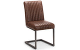 BROOKLYN DINING CHAIR - BROWN FAUX LEATHER & SQUARE GUNMETAL